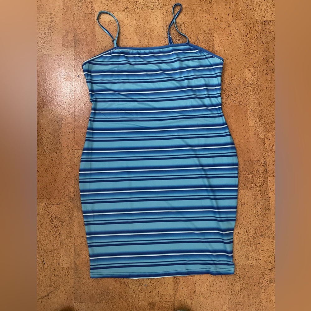 Blue Striped Sleeveless Dress NWT